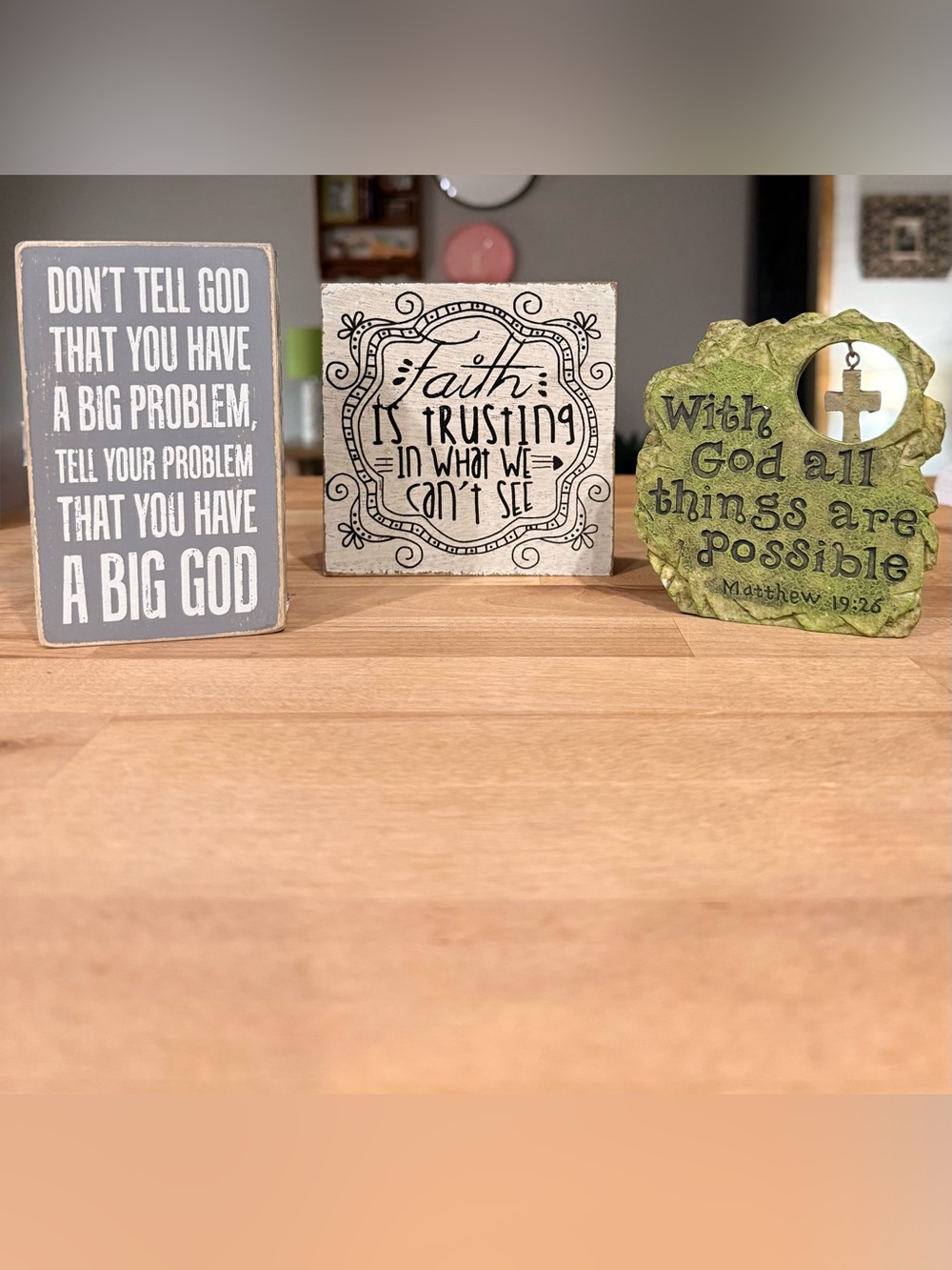 Christianity Quote Block Plaque Decor set of 3